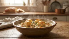 Kipstoof voor 4–6 personen: romig, vol groenten en afgemaakt met een krokant laagje